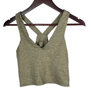 Quince Ultra-Soft V-Neck Cropped Tank Womens Large Heather Oatmeal  LB26254